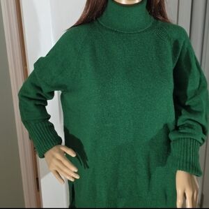 J CREW Turtleneck Sweater Supersoft Yarn Merino Wool Alpaca Blend Kelly Green L
